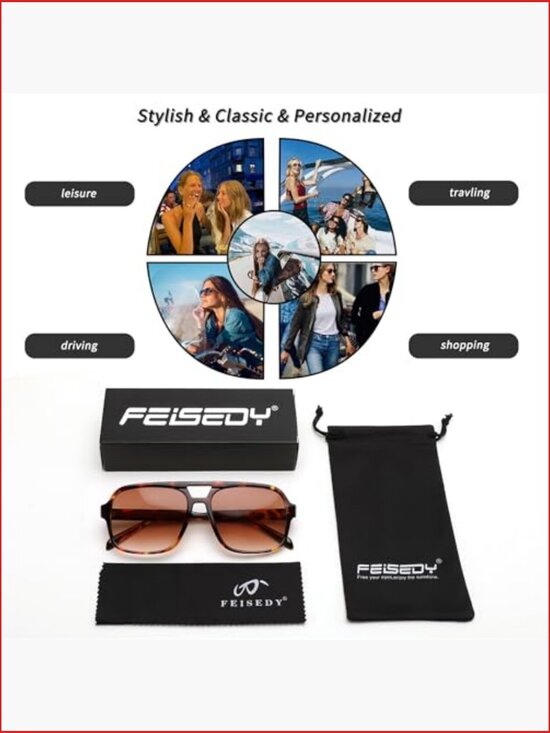 Retro Aviator Square Sunglasses - UV400 Protection Trendy Shades main image 6